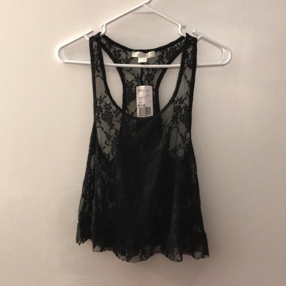 Black lace detailed tank top